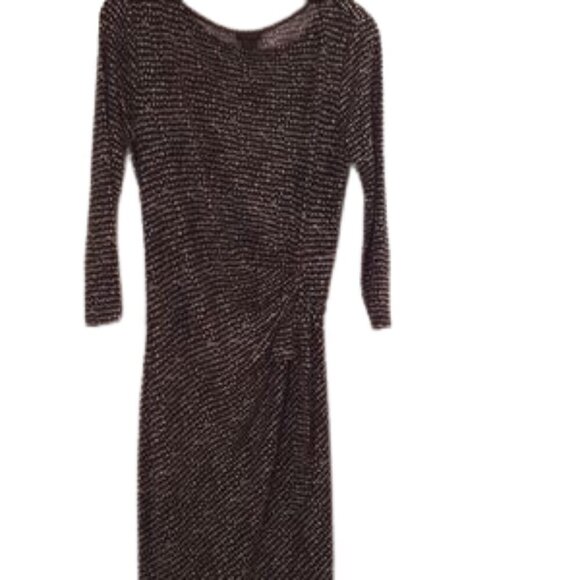 Ann Taylor Black/white Pebble Print 3/4 Sleeve Wrap Midi Dress Size M - Picture 3 of 7